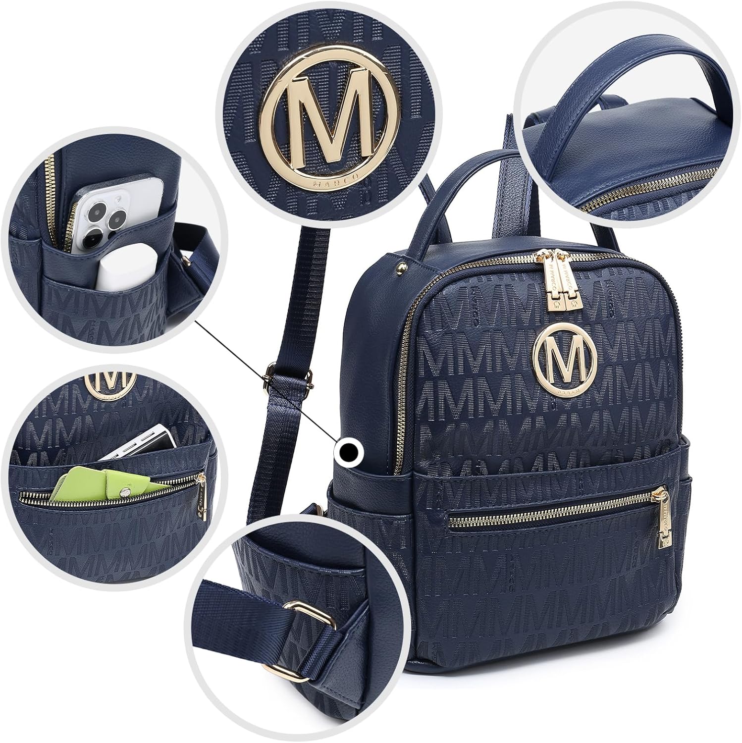 MKP Small Backpack Purse for Ladies Women Fashion Multi Pockets Daypacks with Front Zip Pocket - Image 2