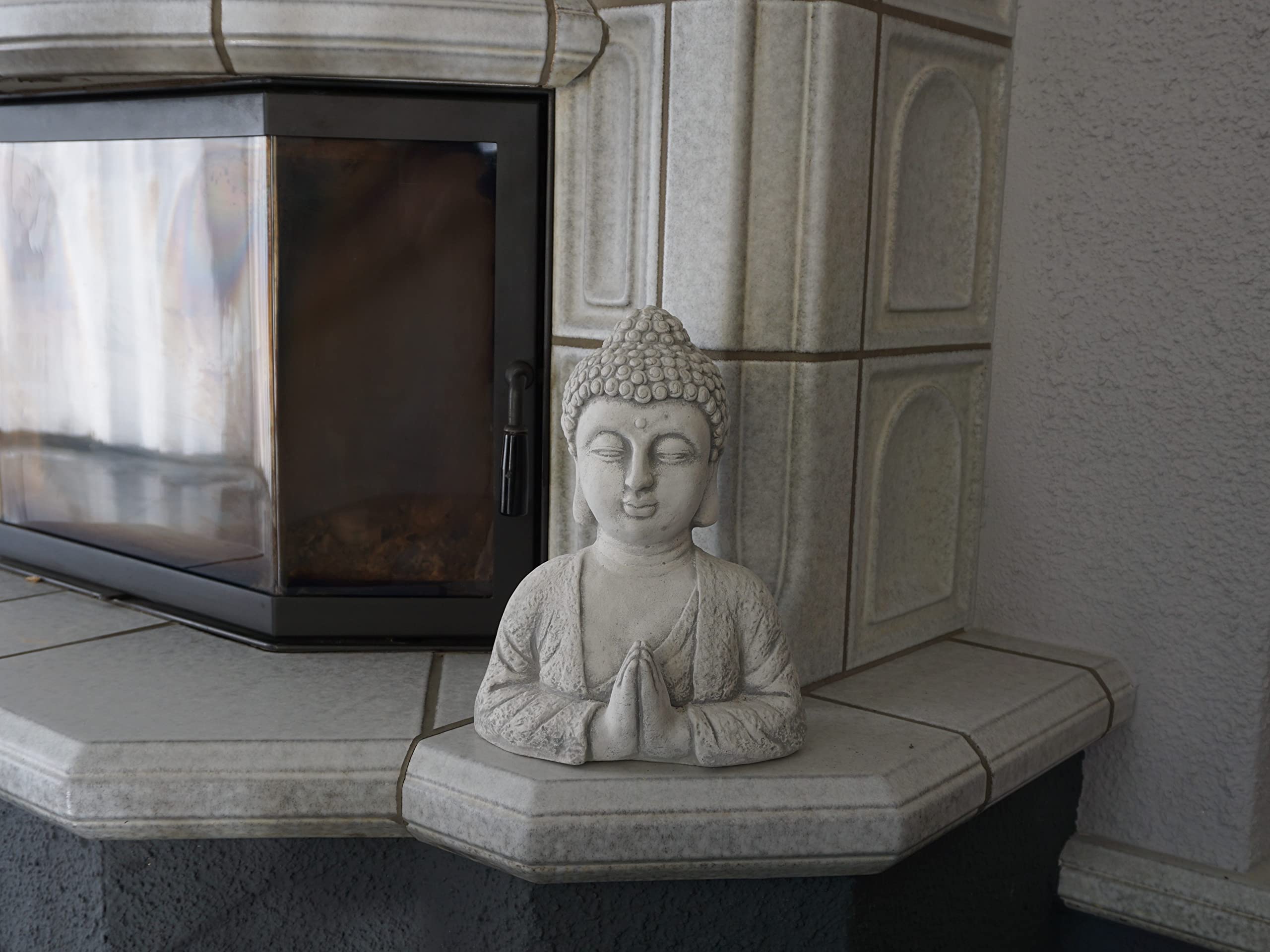 gartendekoparadies.de Statua in pietra massiccia Buddha busto statua in pietra grezza resistente al gelo
