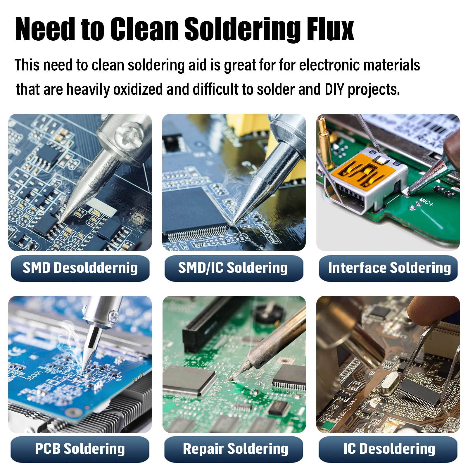 5 Pezzi 10mL Flussante Senza Piombo 10CC Flussanti e Paste per Saldatura Solder Flux Paste Flusso per Pasta Saldante AEC-808 Con Asta di Spinta e Ago