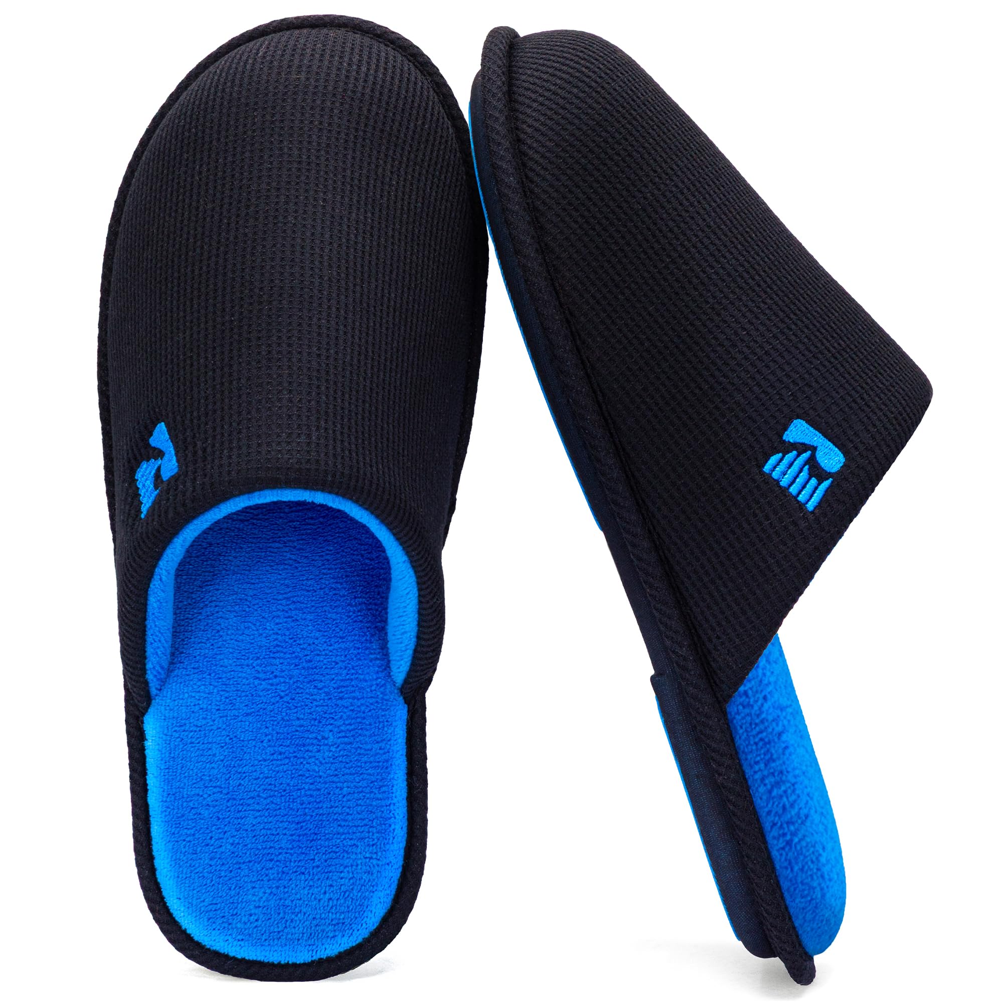 RockDove Mens Two-Tone Memory Foam Scuff House Slipper Waffle Knit Non Slip Rubber Sole Machine Washable
