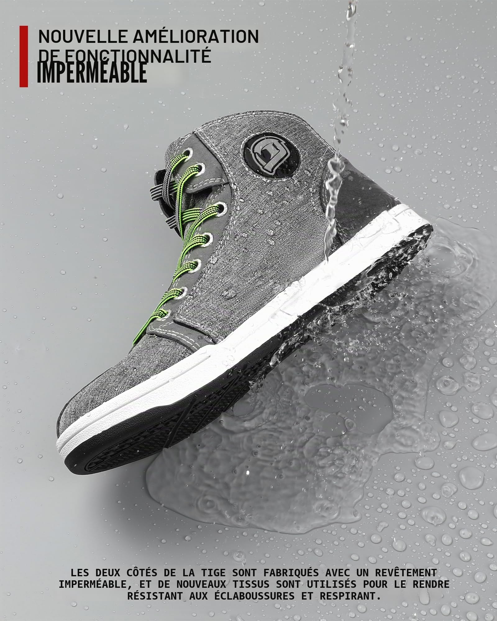 IRON JIA'S Chaussures Moto Hommes Femme Normes CE Bottes Moto Hommes | Décontractées Antidérapantes avec Support de Cheville Semelles Antidérapantes Adaptées à la Conduite de Moto