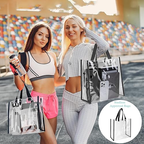 Miniatura 2 de Paterr Paquete de 20 bolsas de plástico transparentes de 10 x 10 x 4 pulgadas, bolsa de regalo aprobada por estadios con asas para mujeres