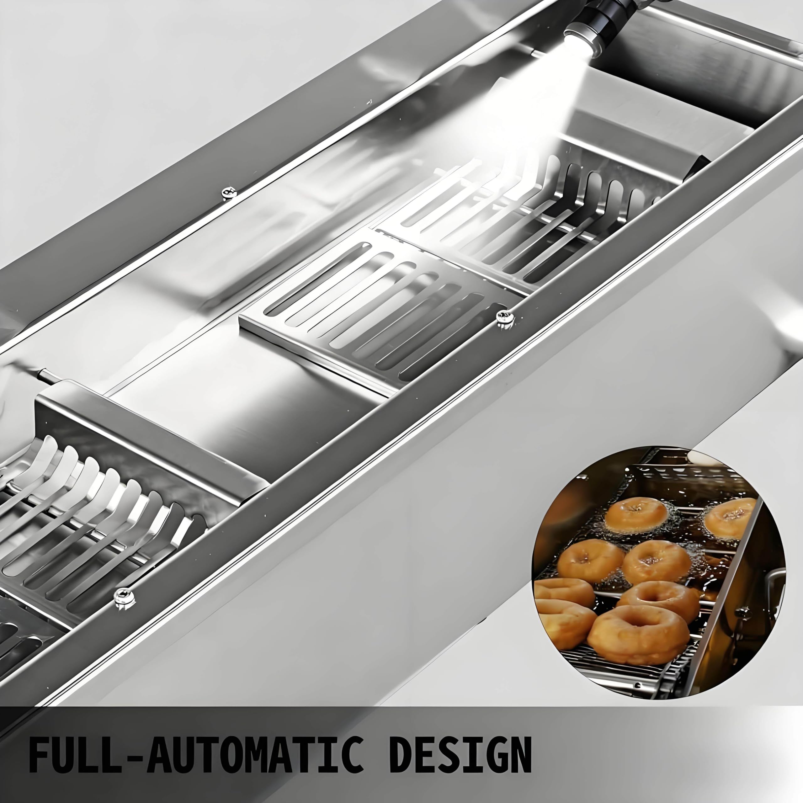 Máquina automática Comercial para Hacer donas, Equipo para Hacer donas de una Sola Fila, freidora automática de Acero Inoxidable, con moldes de 3 tamaños y conteo automático.