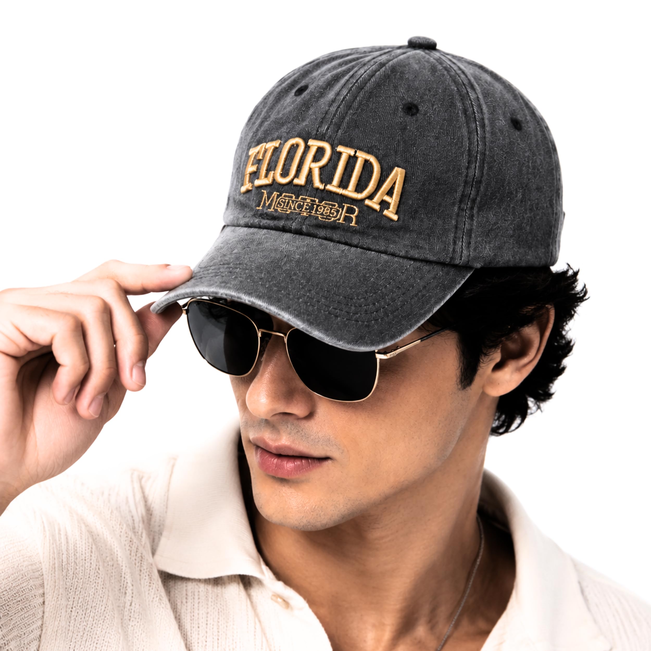 jamont Unisex Vintage Washed Cotton Baseball Cap for Men and Women | Adjustable Retro Dad Hat for Sun Protection, Outdoor Sports & Casual Styling (Charcoal Grey)-picture-19