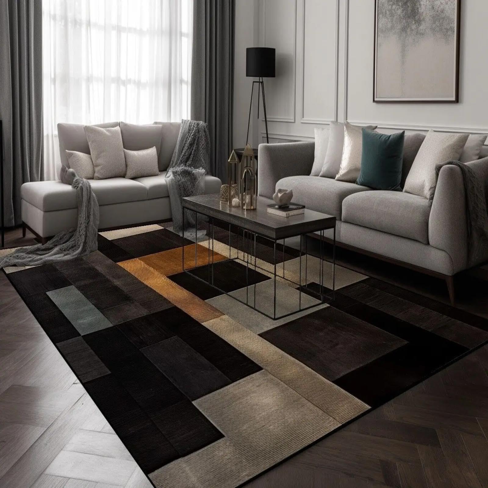 Tapis géométrique salon moderne en flanelle XD21 haut de gamme
