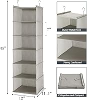 Vista 3 de MAX Houser Organizador colgante de armario de 6 niveles, estante colgante de armario con 2 ganchos resistentes para almacenamiento, paquete de 2