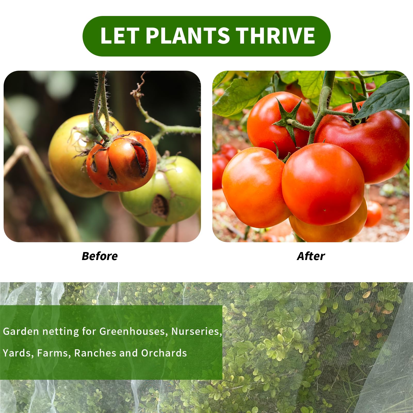 Red de jardín de 10 x 35 pies, red de malla para plantas, cubierta de hileras de plantas de jardín, protección de pantalla de invernadero, red de jardín para verduras, frutas, flores