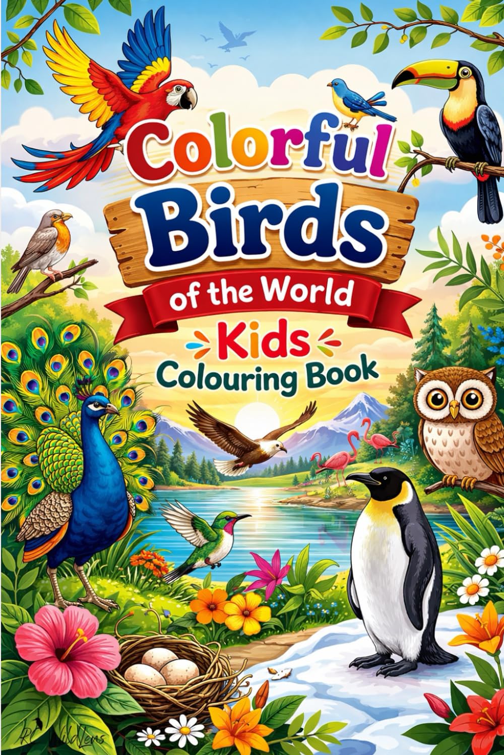 Colorful Birds Of The World: Kids Colouring Book
