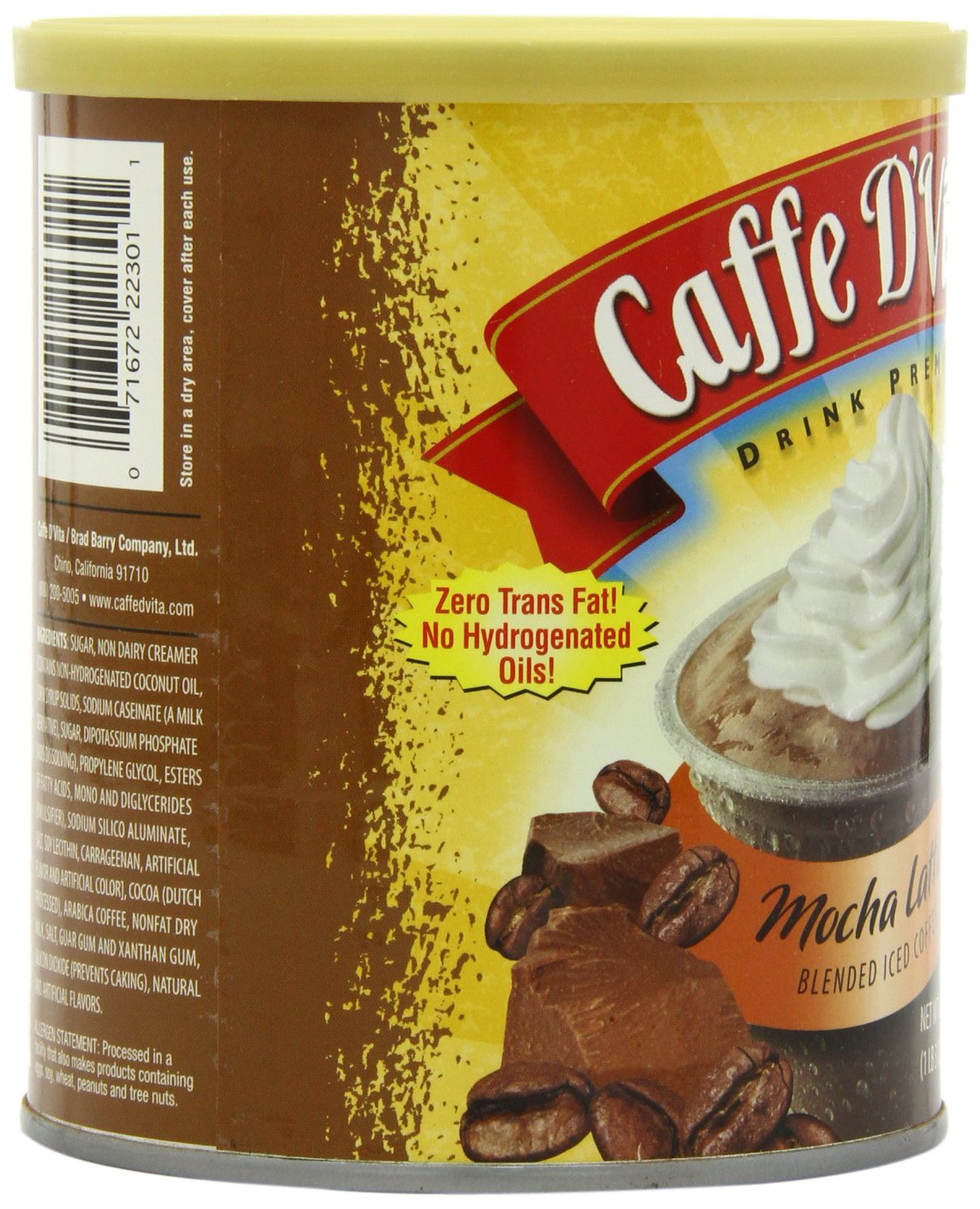 Caffe D'Vita Mocha Latte Blended Iced Coffee, 19-Ounce Cans (Pack of 6)