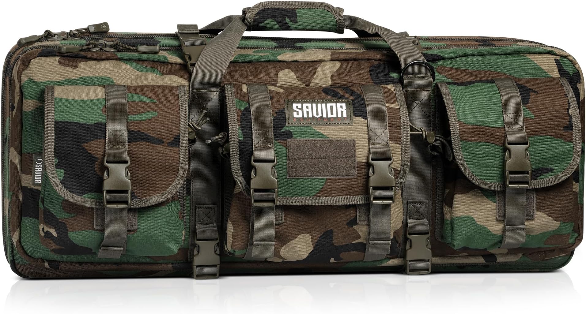 Savior Equipment American Classic Shorty Tactical Double Short Gun Case Pistol Bag, Spacious Front Pockets, Padded Shoulder Strap Included