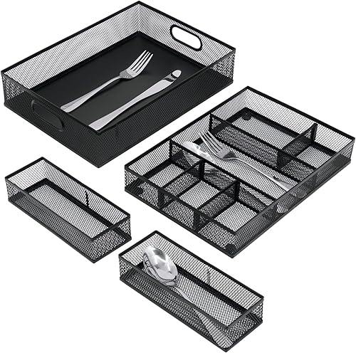 Miniatura 9 de Neudeco Organizador de cajones de escritorio con 6 divisores ajustables, organizador de bolígrafos de metal para cajón de escritorio, bandeja