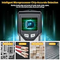 Vista 2 de Escáner de pared con detector de vigas, 5 en 1, chip inteligente, pantalla LCD alta definición, para el centro y el borde de la madera, cables