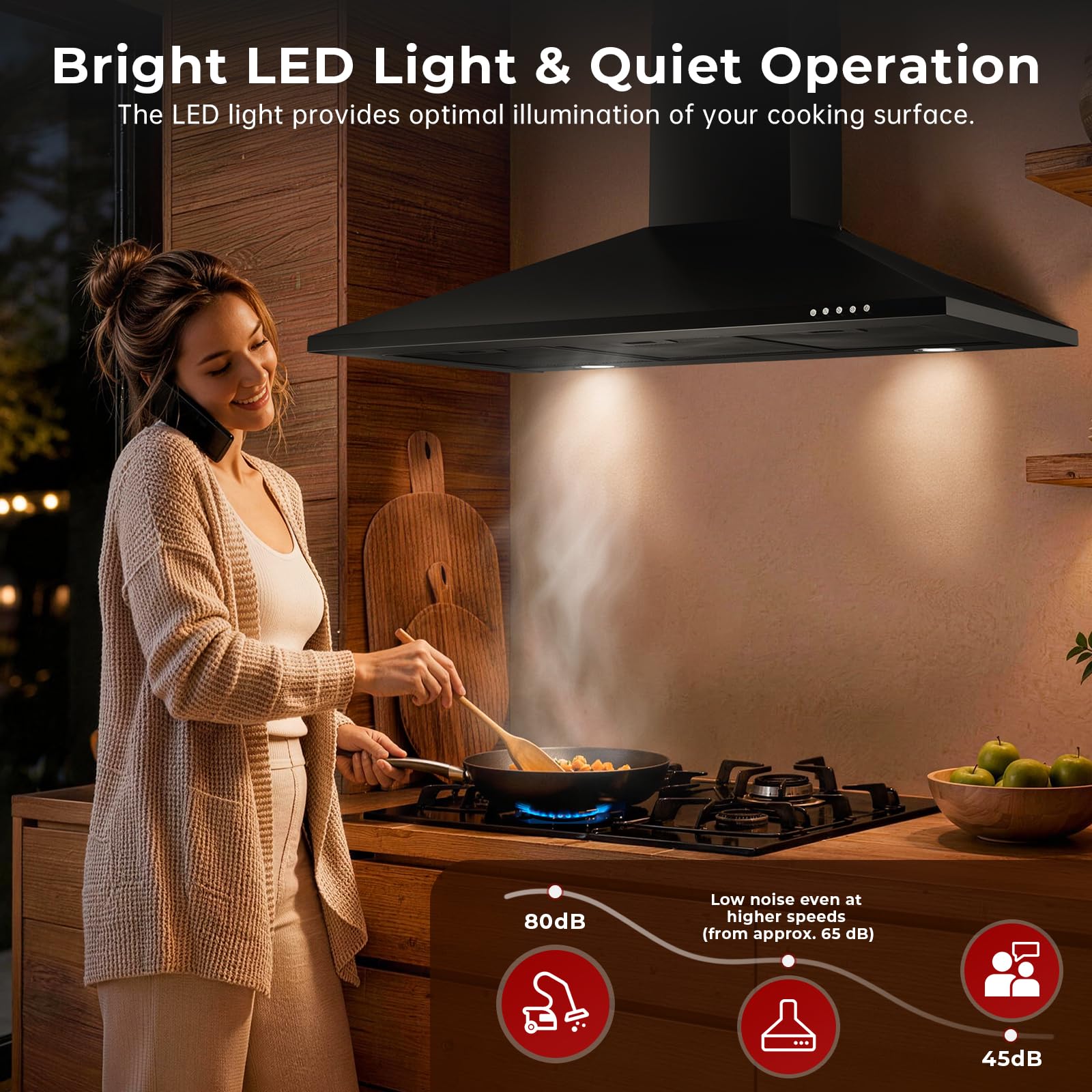 TopStrong 90cm Dunstabzugshaube, A+++, 450m³/h, LED, Umluft und Abluft | Aktivkohlefilter inklusive