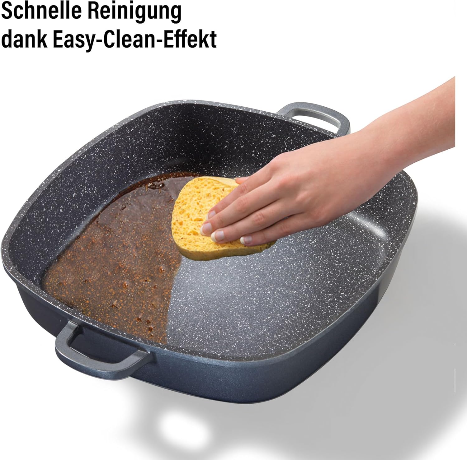 STONELINE 14279 Square Pan 32 cm Height 7.6 cm Die-Cast Aluminium with Aroma Glass Lid