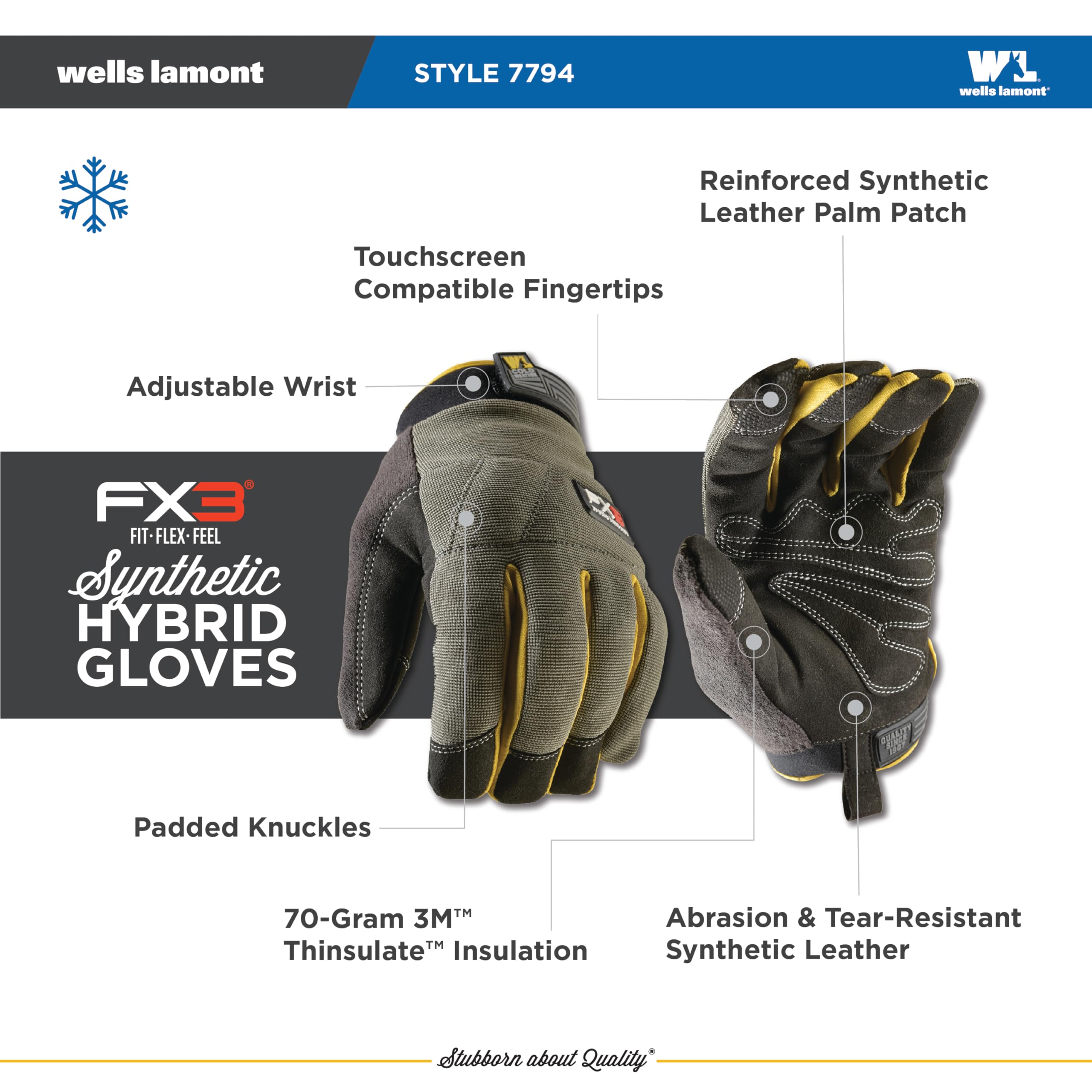 Wells Lamont Men's FX3 Extreme Dexterity Hi-Viz Winter Work Gloves, Extra Large (7794YXL)