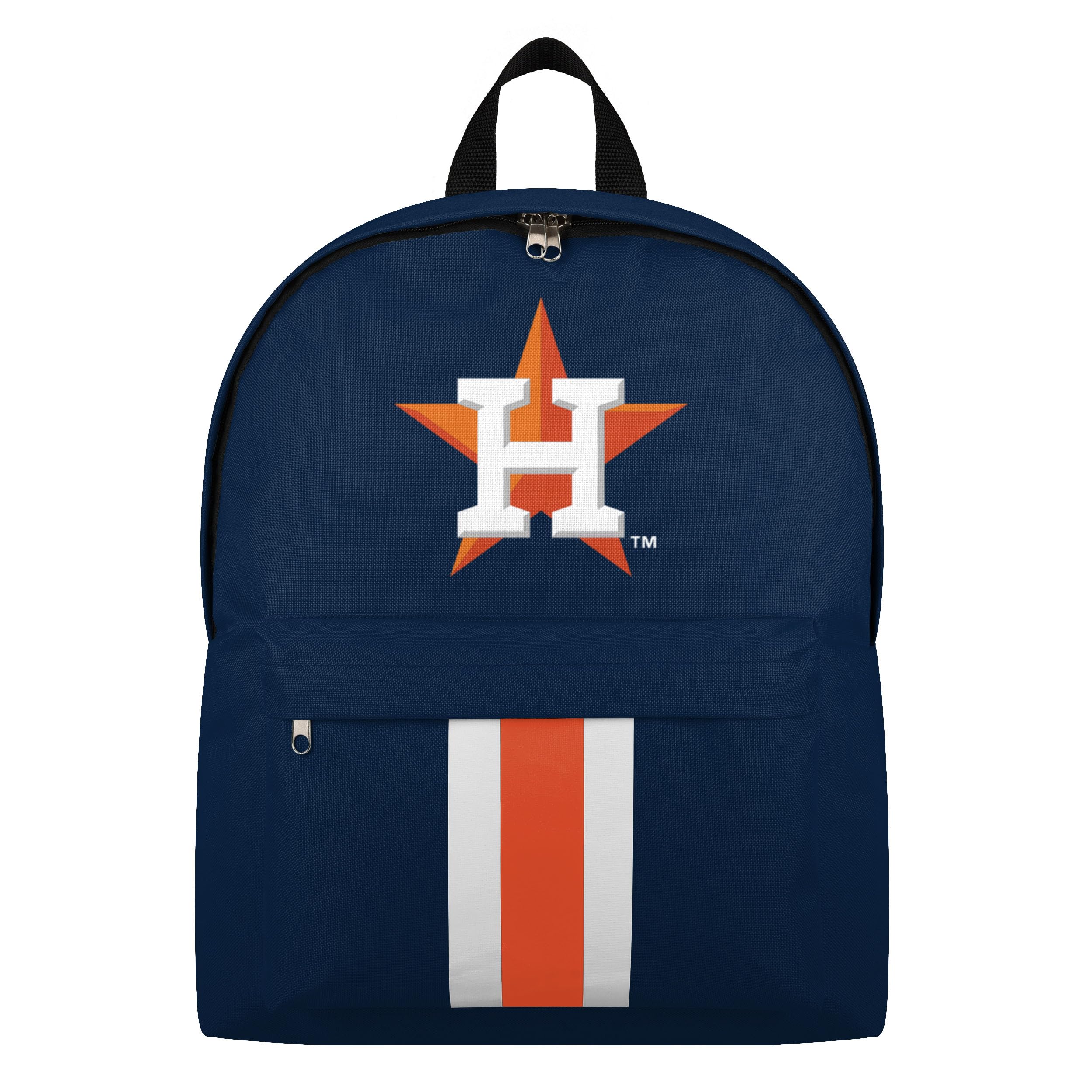 FOCO MLB Officially Licensed Team Color Primary Logo Solid Stripe Baseball School Bag Travel Backpack, Houston Astros, One Size, Daypack Backpacks