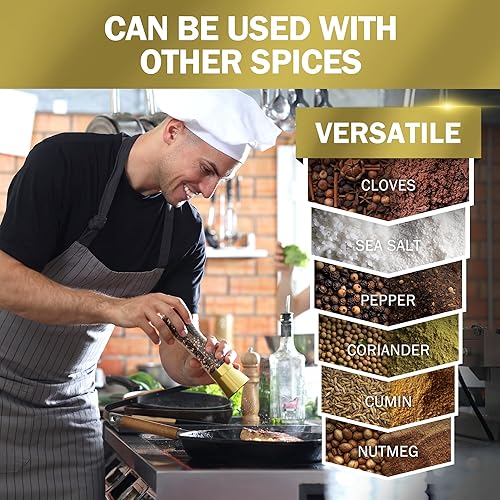 Miniatura 33 de Home EC Juego de 2 molinillos de sal marina y pimienta de acero inoxidable de alta calidad, cerámica ajustable, salero y pimentero alto, molinillo