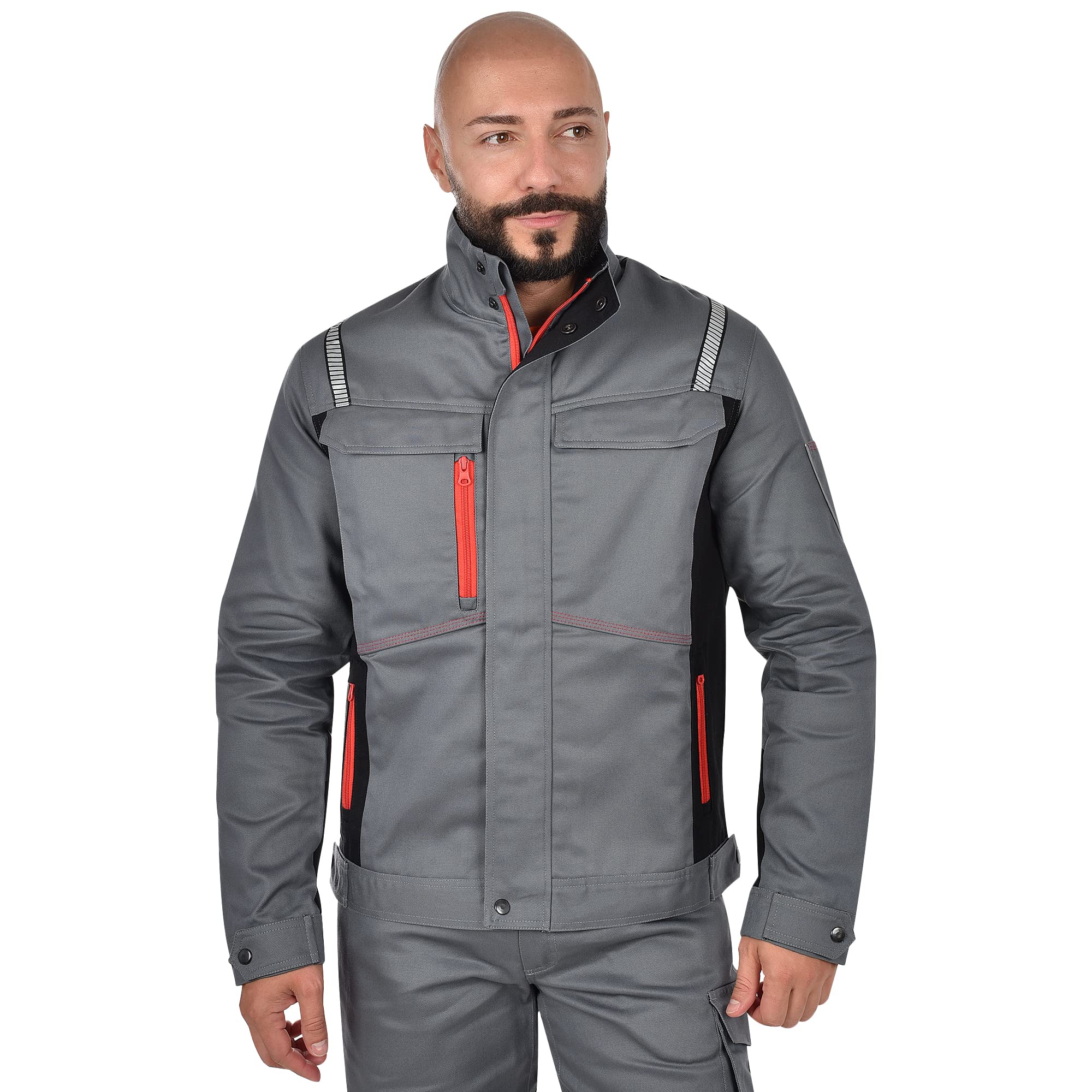 BWOLF Veste de travail Raptor 100% coton - Pour homme - Multifonctionnelle - Avec poches multifonctions - Bandes réfléchissantes