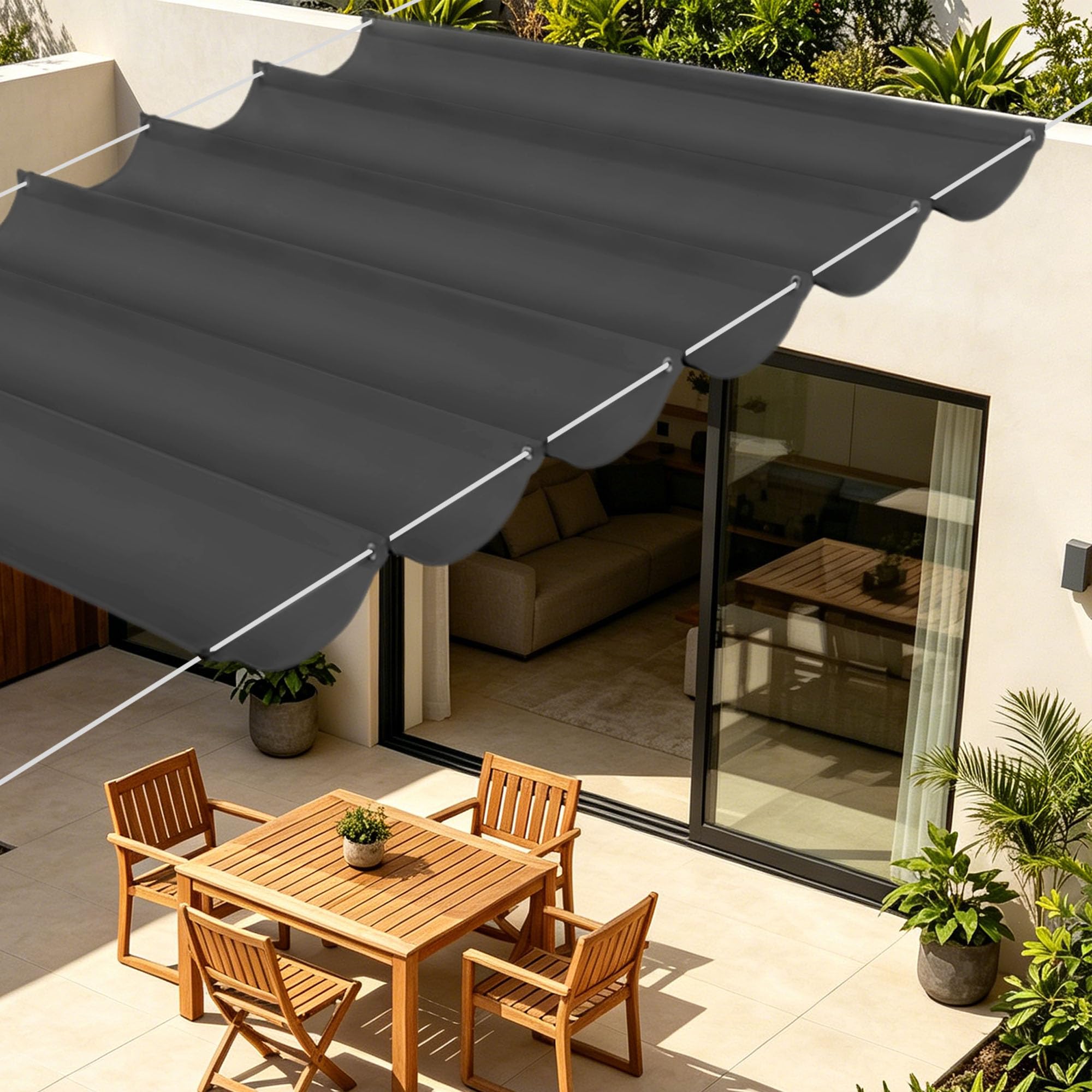 Voile ombrage anti UV gris foncé résolvez le problème de chaleur sur le balcon