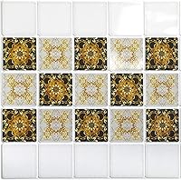 Vista 1 de Dundee Deco Panel de pared 3D de PVC con patrones fractales abstractos de imitación de oro blanco, negro, dorado, 3.2 pies x 1.6 pies