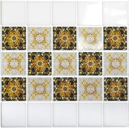 Dundee Deco Panel de pared 3D de PVC con patrones fractales abstractos de imitación de oro blanco, negro, dorado, 3.2 pies x 1.6 pies (37.8 in x