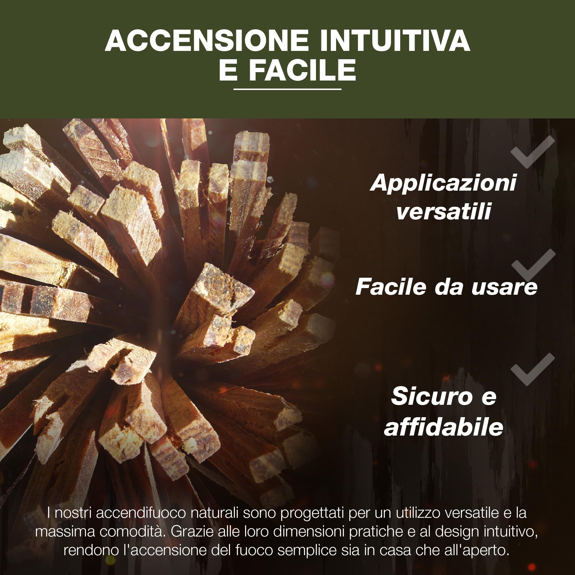 SWISSINNO Flame Flash Accendifuoco - Legnetti ad Alta Resina per Accensione Rapida - Fiamma Intensa e Duratura - Ideale per Camino, Stufa, Barbecue, Falò - 1500g