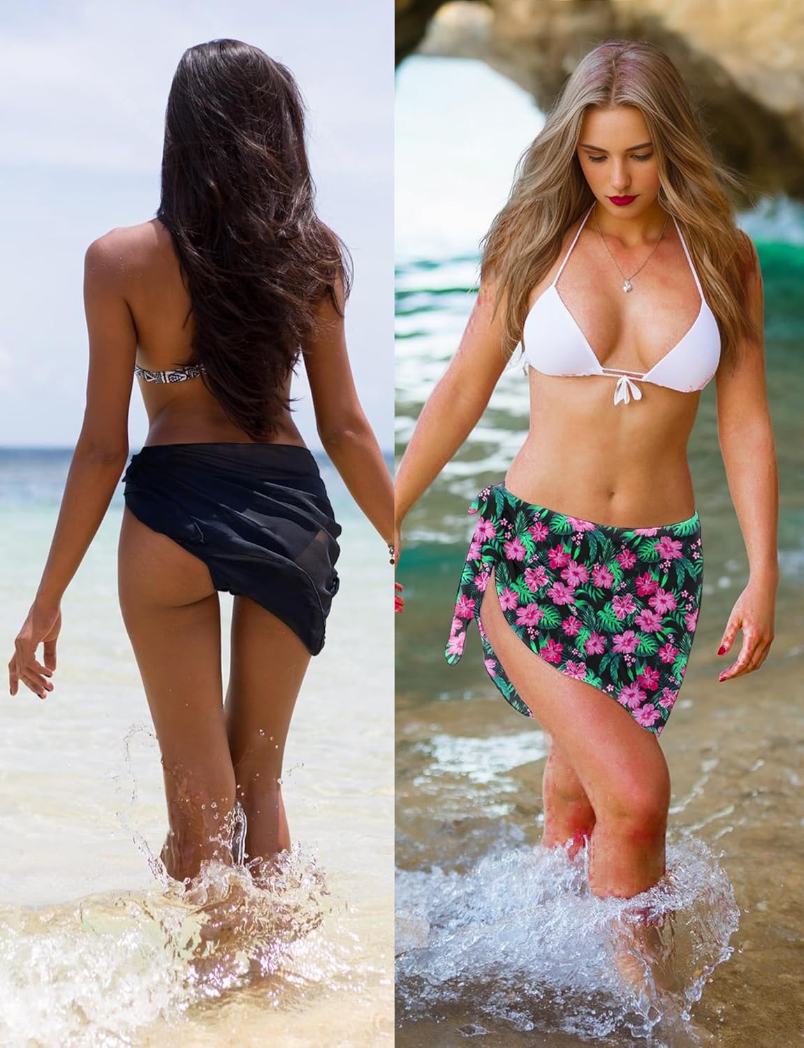 2PCS Sarong Wraps for Women, Beach Cover Ups for Women, Chiffon Sarong Swimsuit Coverup for Pool, Summer Wear - Image 5