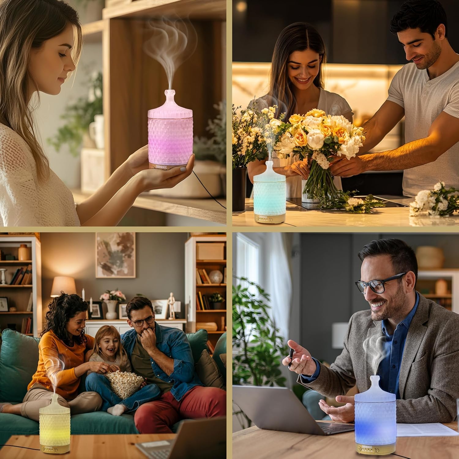 Duronic AD31 Dyfuzor zapachów urządzenie do olejków eterycznych zapachowych | elektryczny ultradźwiękowy nawilżacz | urządzenie do olejków zapachowych aromaterapia | Przenośny nawilżacz powietrza, naturalny oczyszczacz powietrza, aromaterapia, do domu, we