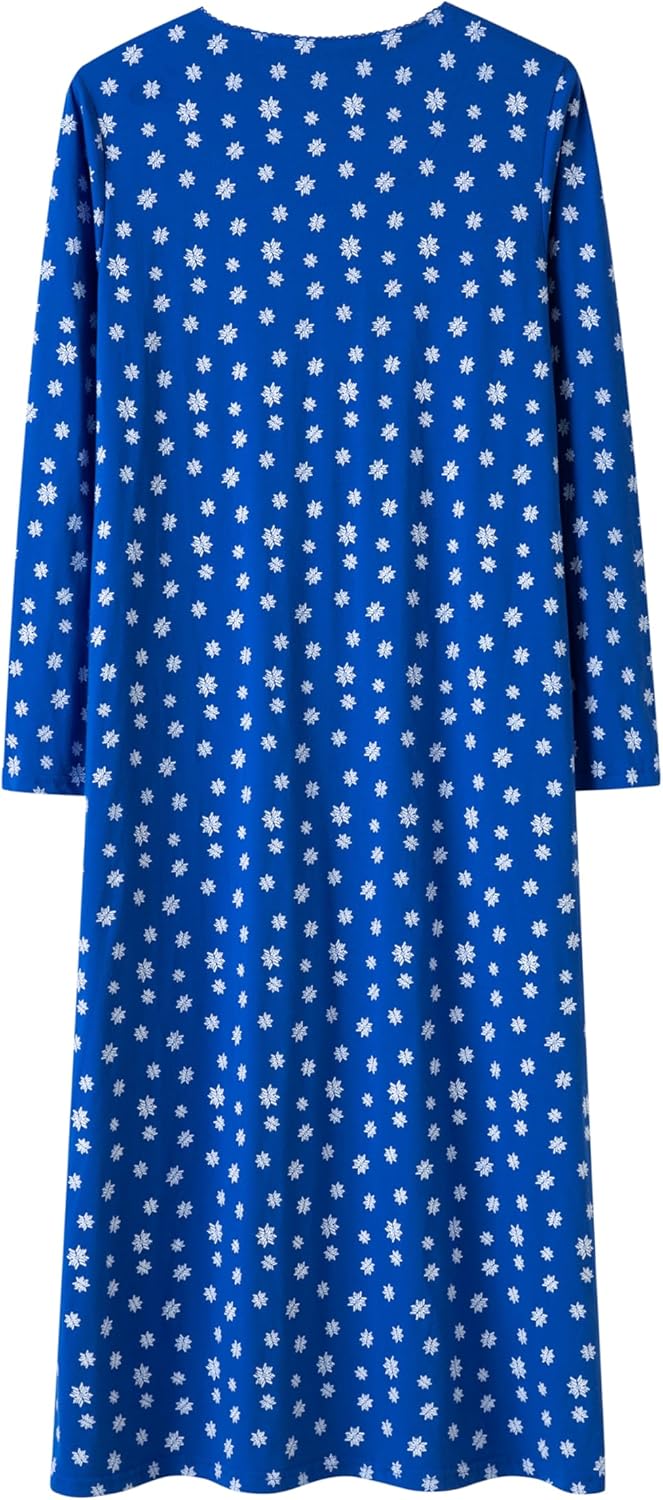 Keyocean Nightgowns for Women, Soft Cotton Comfortable Lightweight Long-Sleeve Ladies Night Dresses - Image 2
