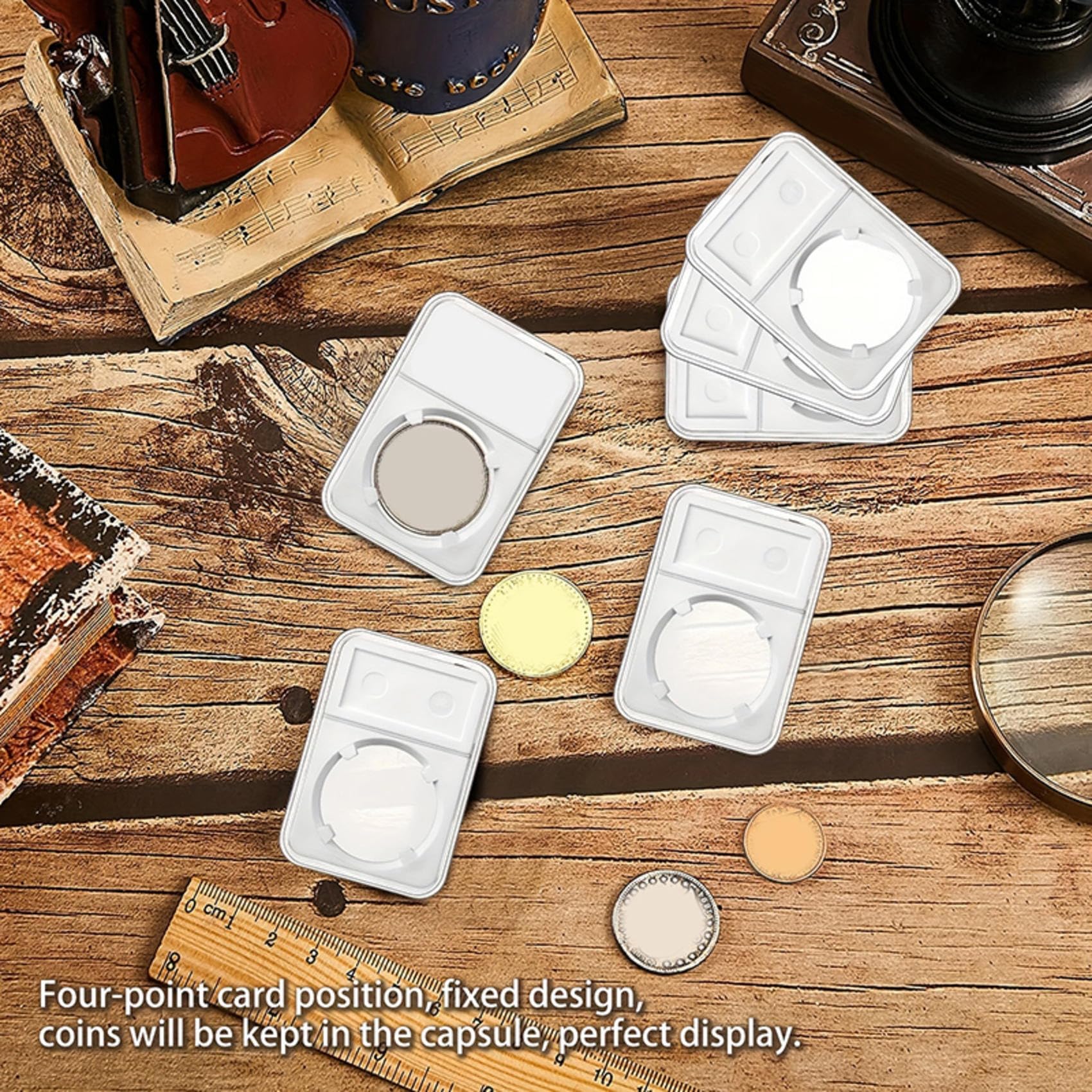 31mm Coin Slab Display Holder, Clear Coin Case Storage Plastic Four-Point Box for Coin Collectors Collection Protection Organize (20PCS)