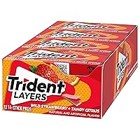 Vista 158 de 12 paquetes de 14 unidades cada uno; es decir, en total son 168 unidades de goma de mascar Trident Minty Sweet Twist sin azúcar sabor menta dulce.