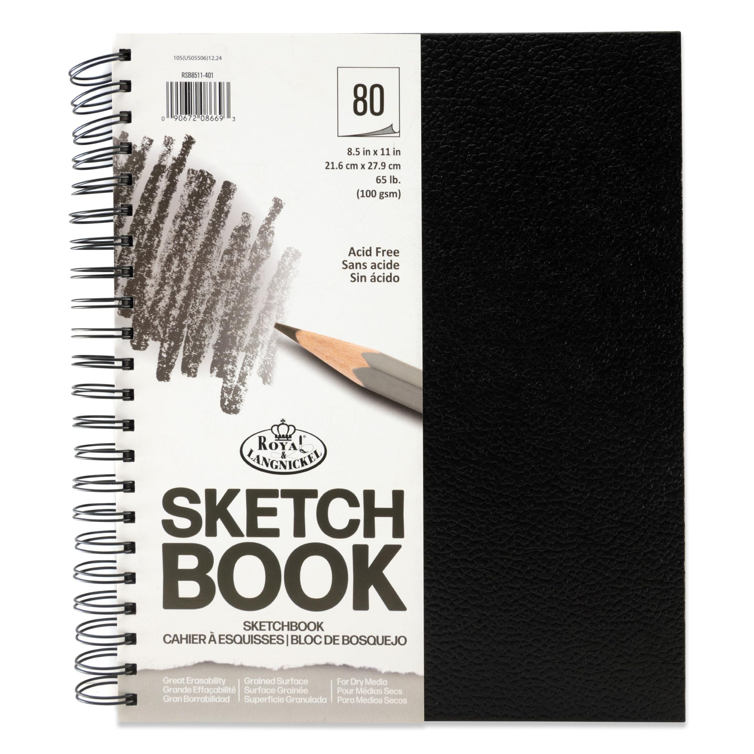 Royal & Langnickel 8.5 x 11 inch Spiral Sketchbook, White