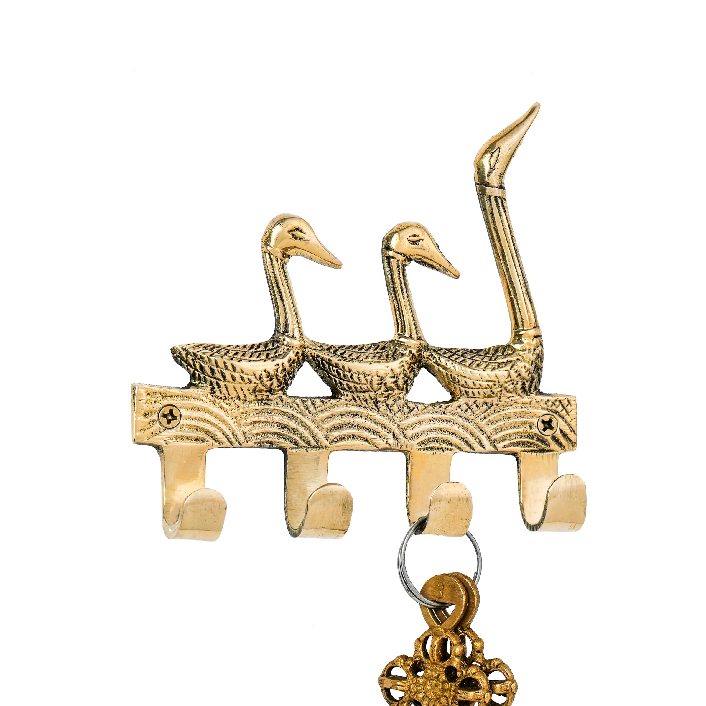 Purpledip Brass Wall Hooks 'Three Wise Owls': Vintage Design Decorative Hanger Hook Rail 4 Price in India - Buy Purpledip Brass Wall Hooks 'Three Wise Owls': Vintage Design Decorative Hanger Hook Rail