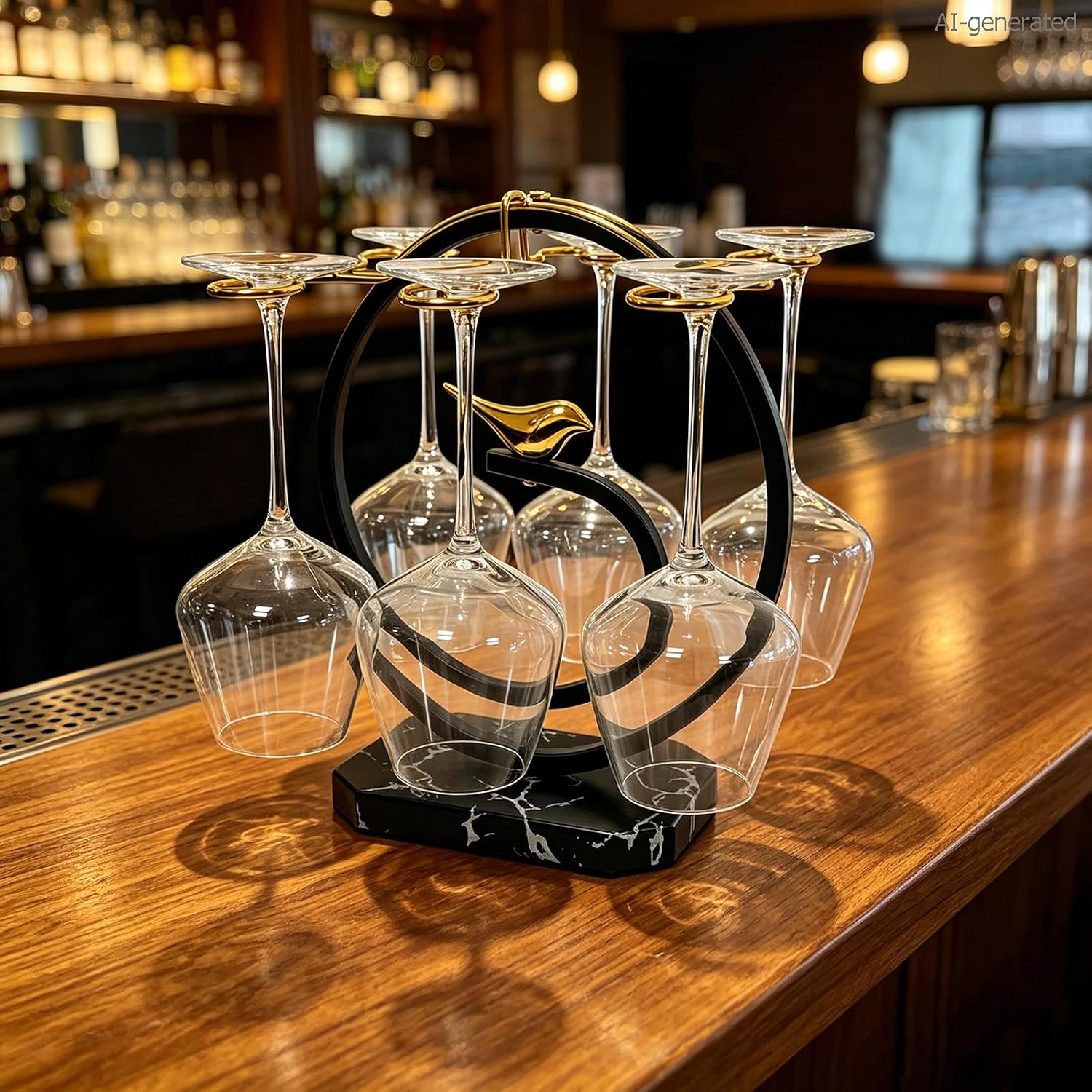 Wine Glass Holder, Countertop Goblet Display Stand, Bird