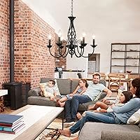 Vista 8 de HOXIYA Lámpara de araña regulable con enchufe para sala de estar, luces colgantes vintage de 22 pulgadas con cable, lámpara rústica para colgar