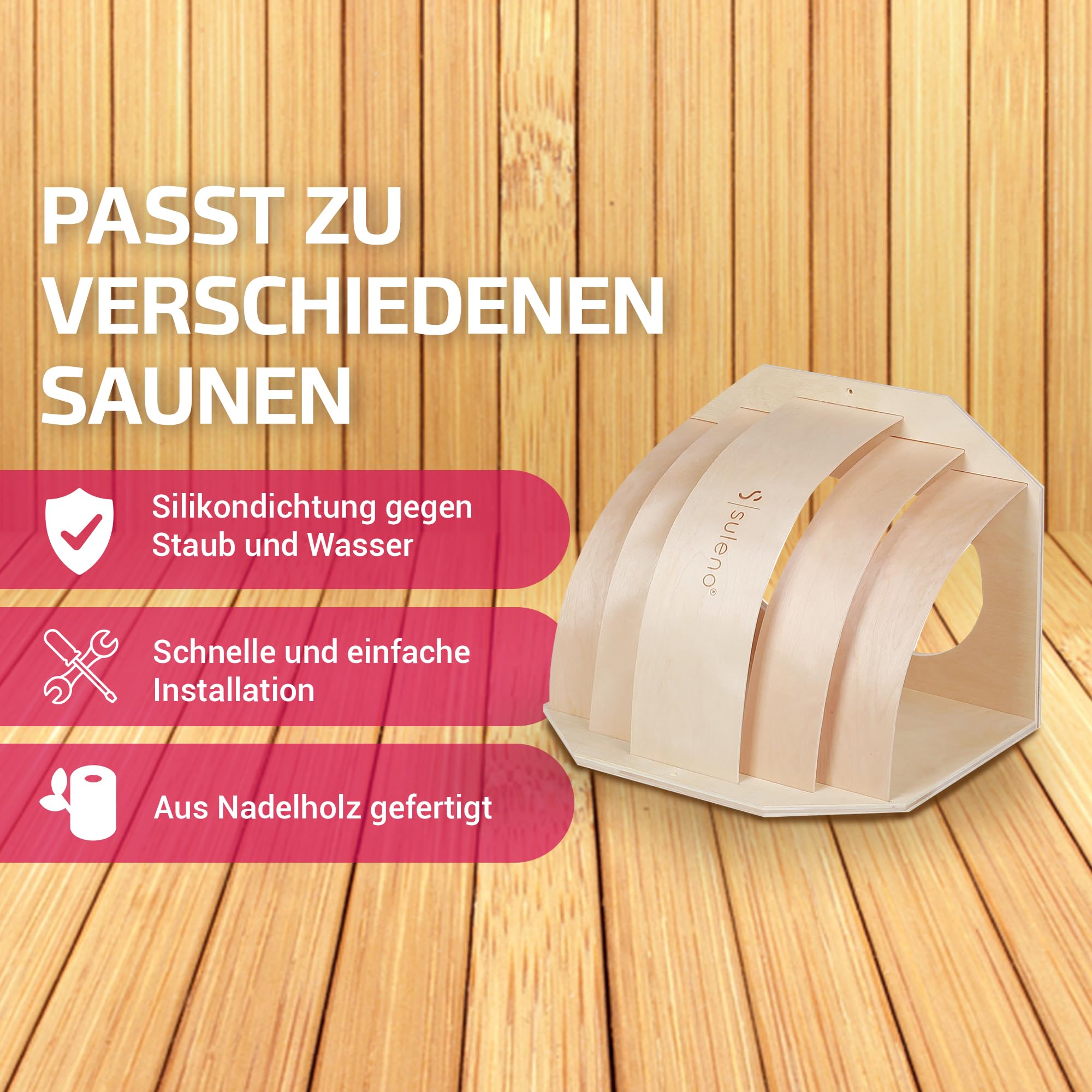 SULENO Saunalampe BELLA ECK Saunaleuchte mit Blendschirm und Fassung | hitzebeständige Saunalampe mit Anschlusskabel, Must-Have Saunabeleuchtung (ohne Anschlusskabel)…, Classic, Ecke, Eckleuchte