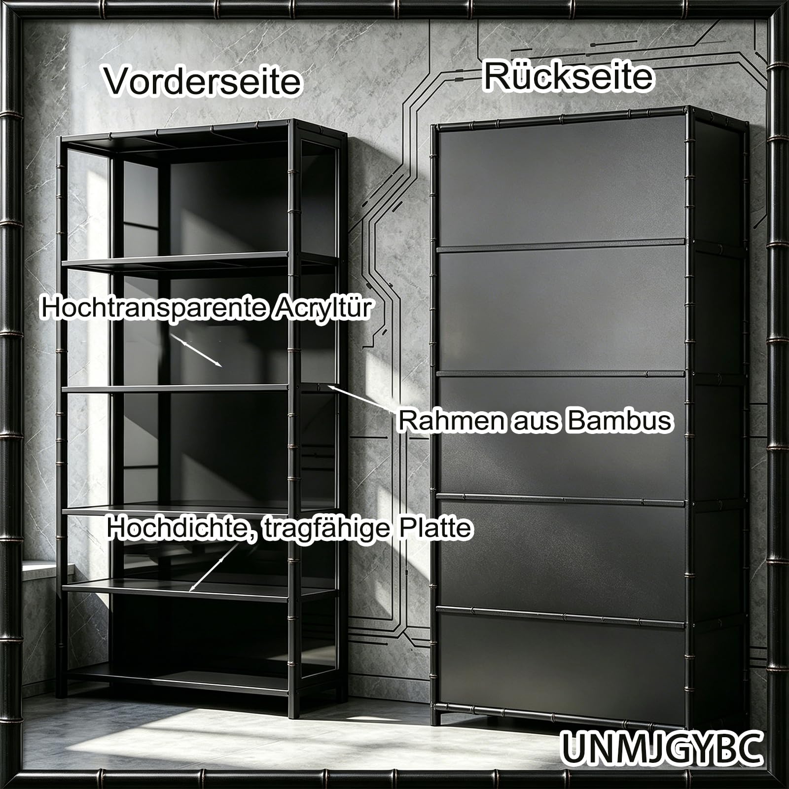 Modernes Regal mit Acryltüren und verstellbaren Böden, staubdichter Display-Schrank für Sammelstücke, Gaming-Equipment und dekorative Gegenstände zu Hause Schwarz 1 Etage/70× 33×40cm