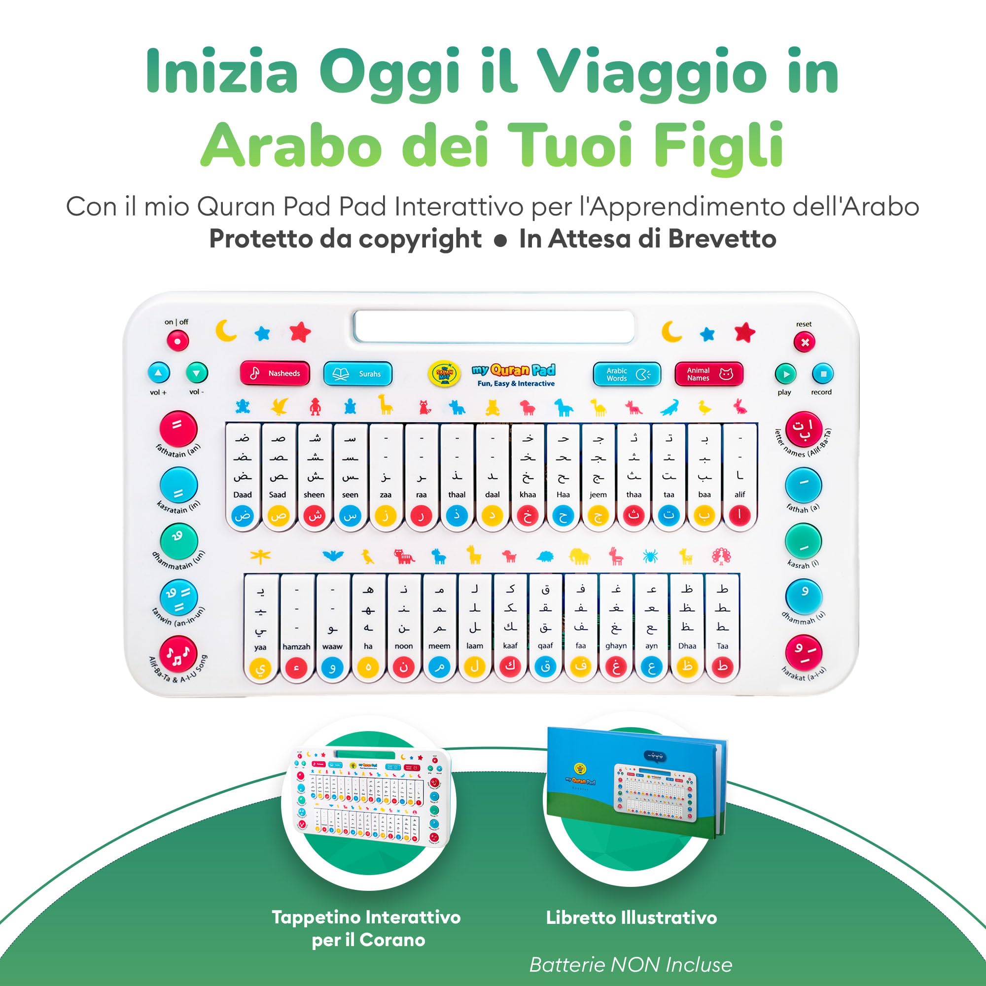 Tablet Educativo per Bambini - My Salah Mat: Libro Sonoro Bambini Elettronico con Parole Quotidiane, Nomi di Animali e Molto Altro - Gioco Interattivo per Apprendimento dell'Arabo per Ragazzi