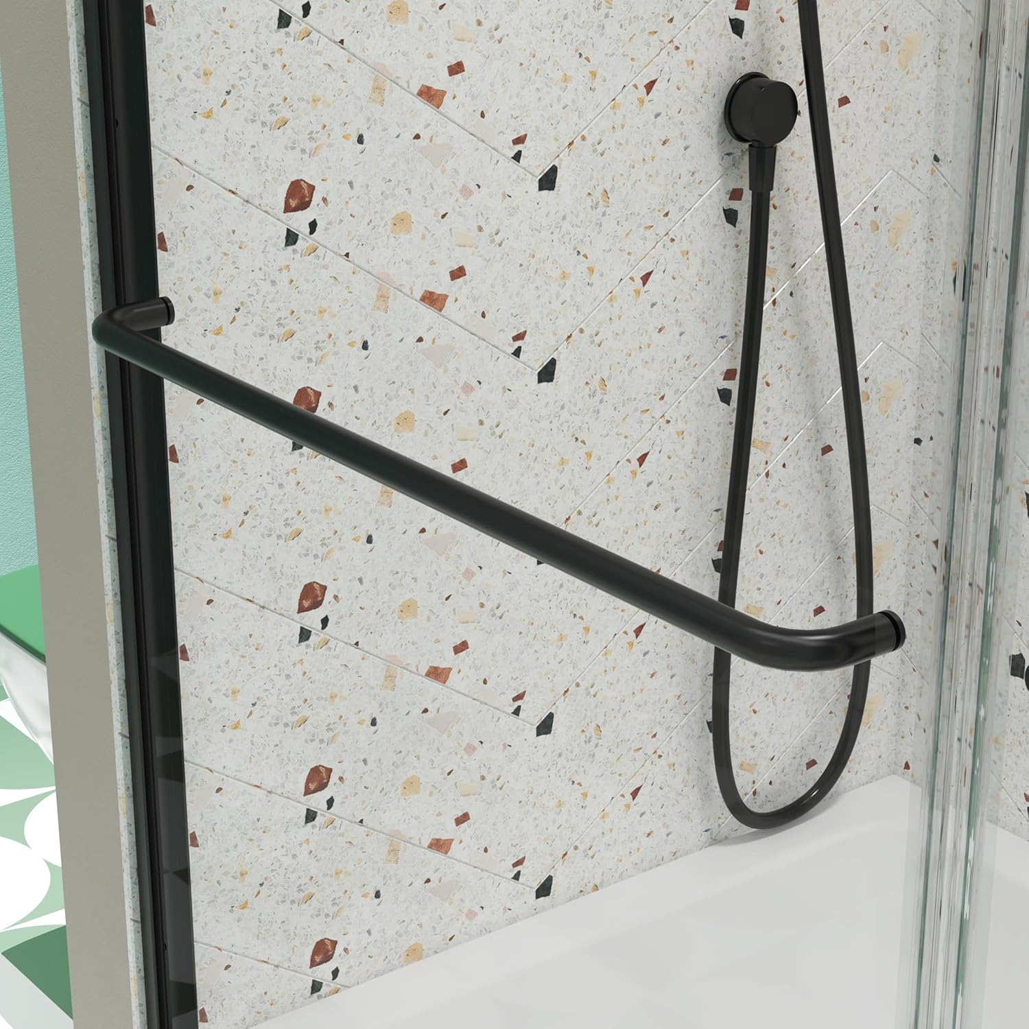 Bathtub Bypass Shower Door, Glass and Metal, Matte Black, Sliding, Modern, 56"-60" W x 58" H x 0.236" D, Easy Install, 81.6 pounds