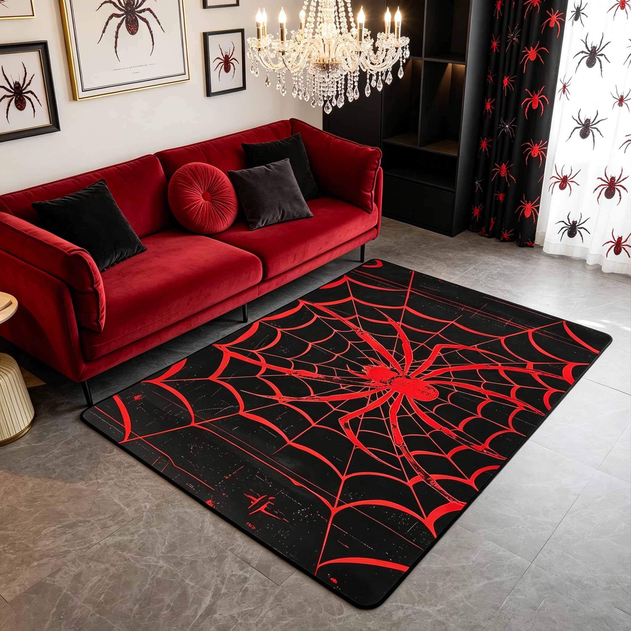 Tapis d'araignée rouge antidérapant et absorbant pour sécuriser les jeux des enfants