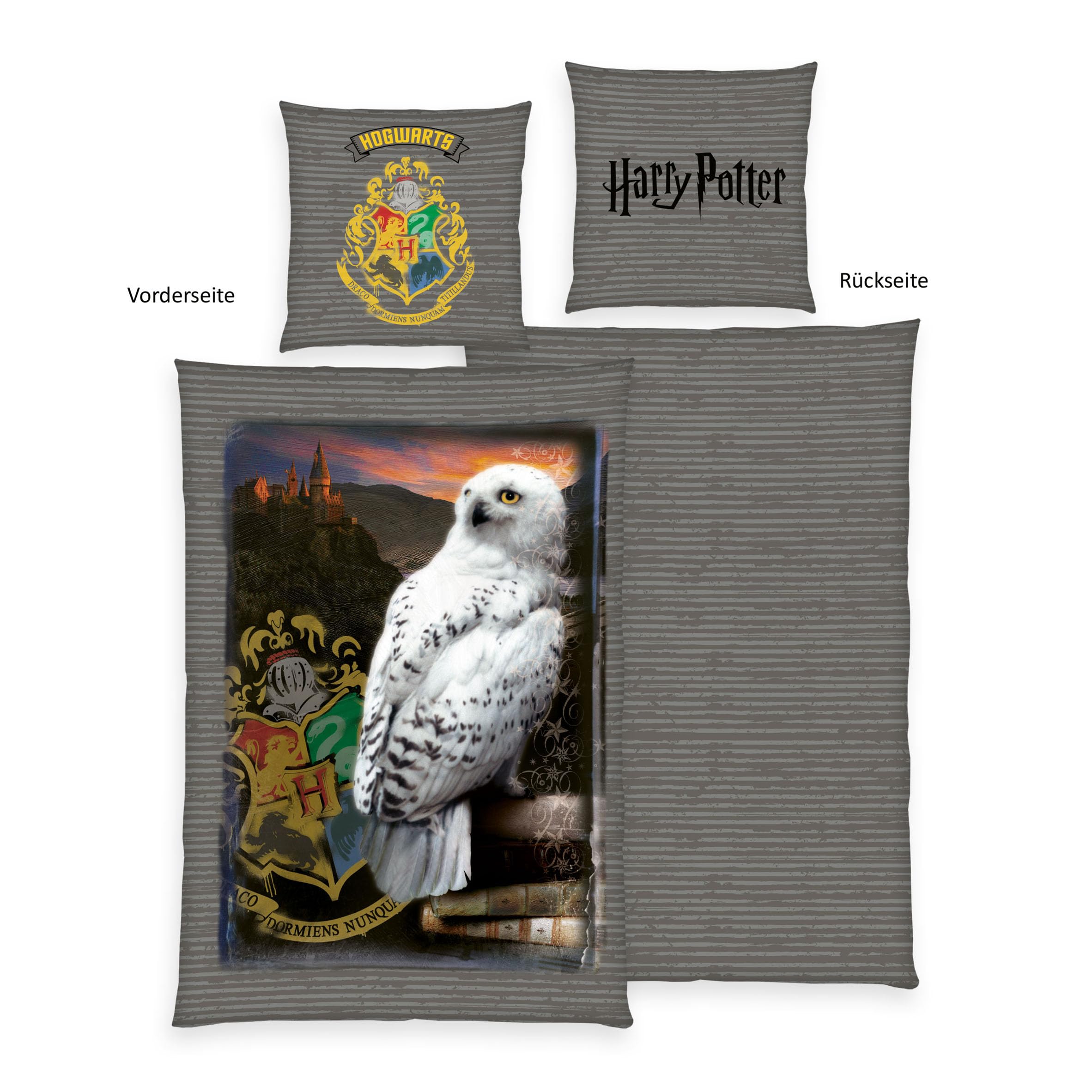 Set Biancheria Da Letto Harry Potter - Copripiumino 135x200 Cm E Federa 80x80 Cm Reversibile In Cotone - Foto 6