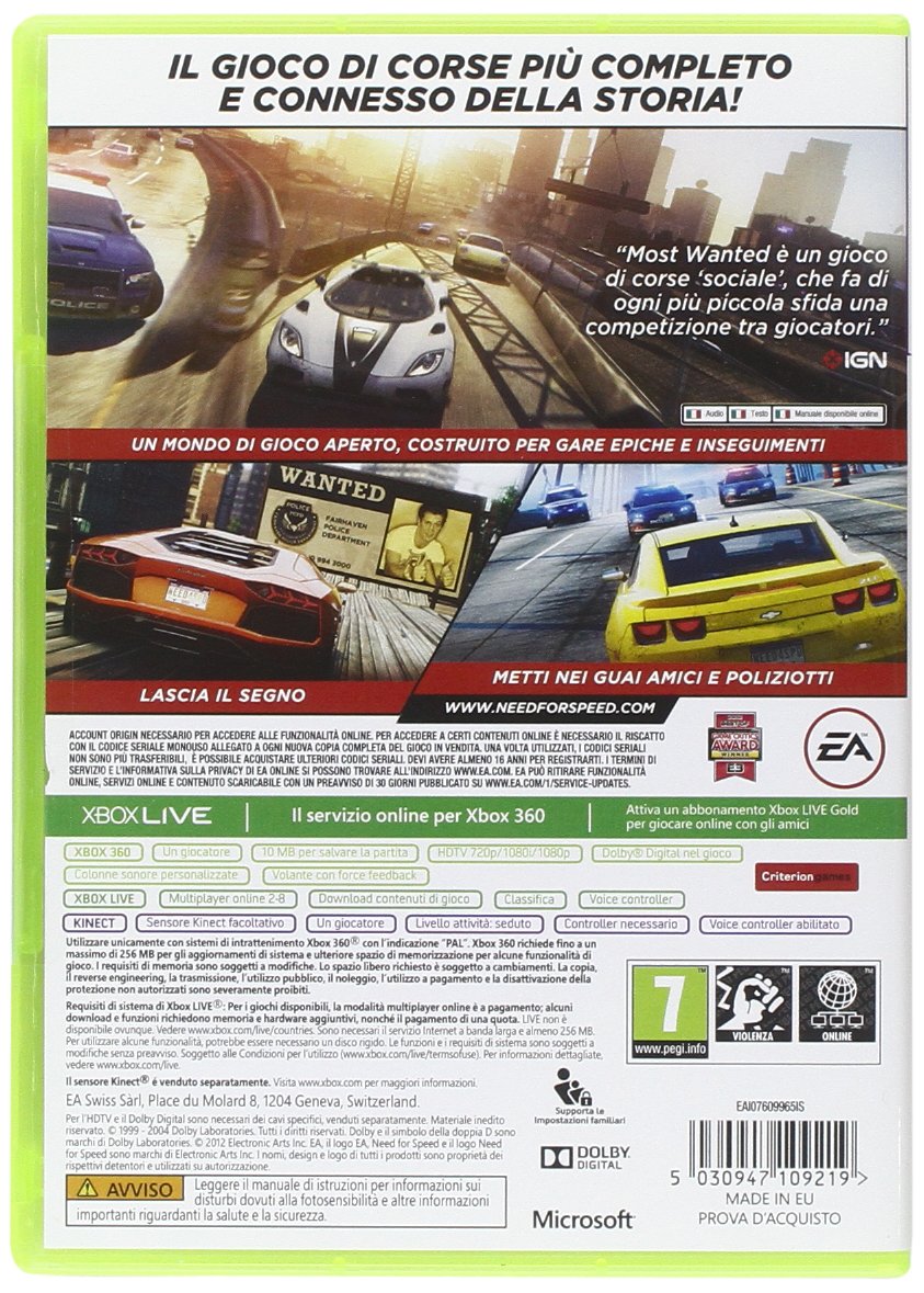 Electronic Arts Need For Speed: Most Wanted, Xbox 360