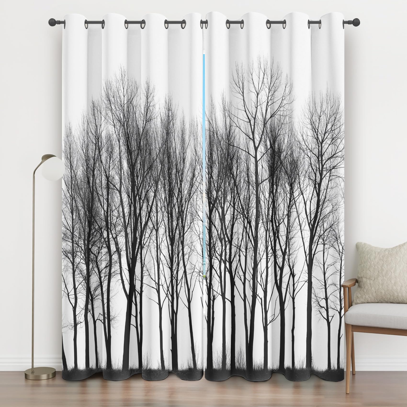 Rideau occultant thermique forêt pour isoler et décorer le salon
