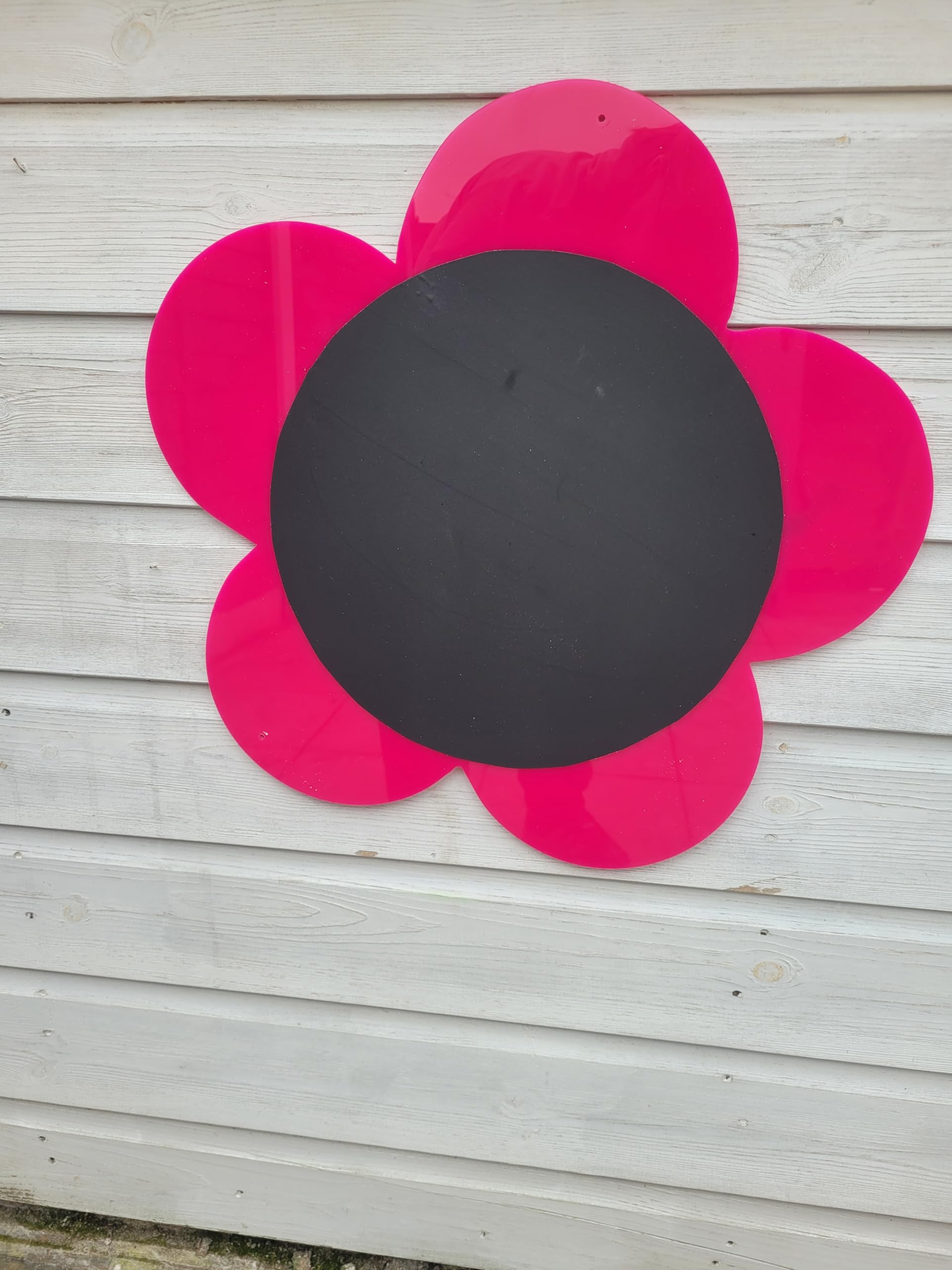 Garden Flower Acrylic Chalkboard, 45 cm, Pink and Black, Wall-Mounted