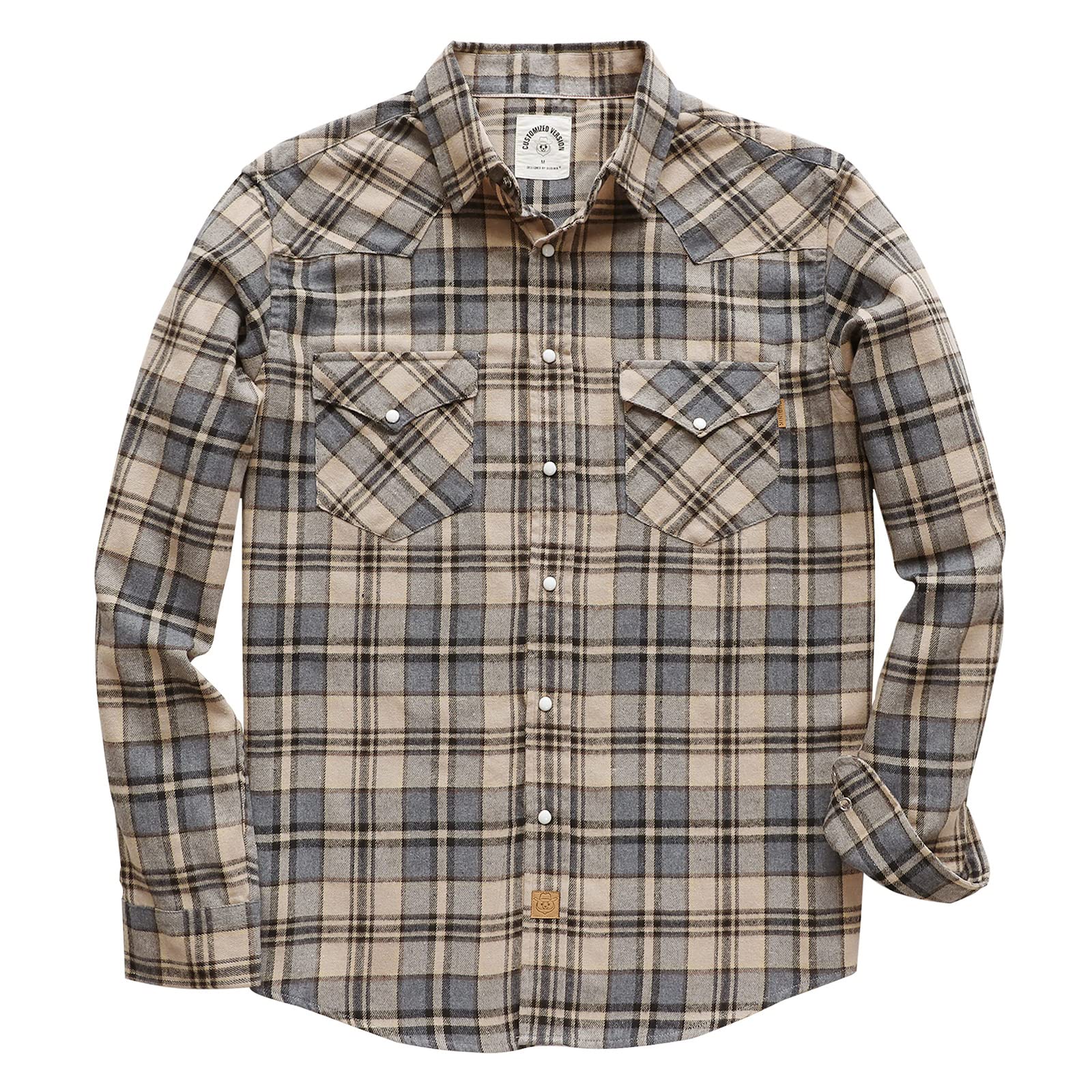 Dubinik® Camicia Flanella Uomo Invernale Camicia Uomo Flanella Cotone Western Cowboy con Bottone Automatico Vintage Quadri