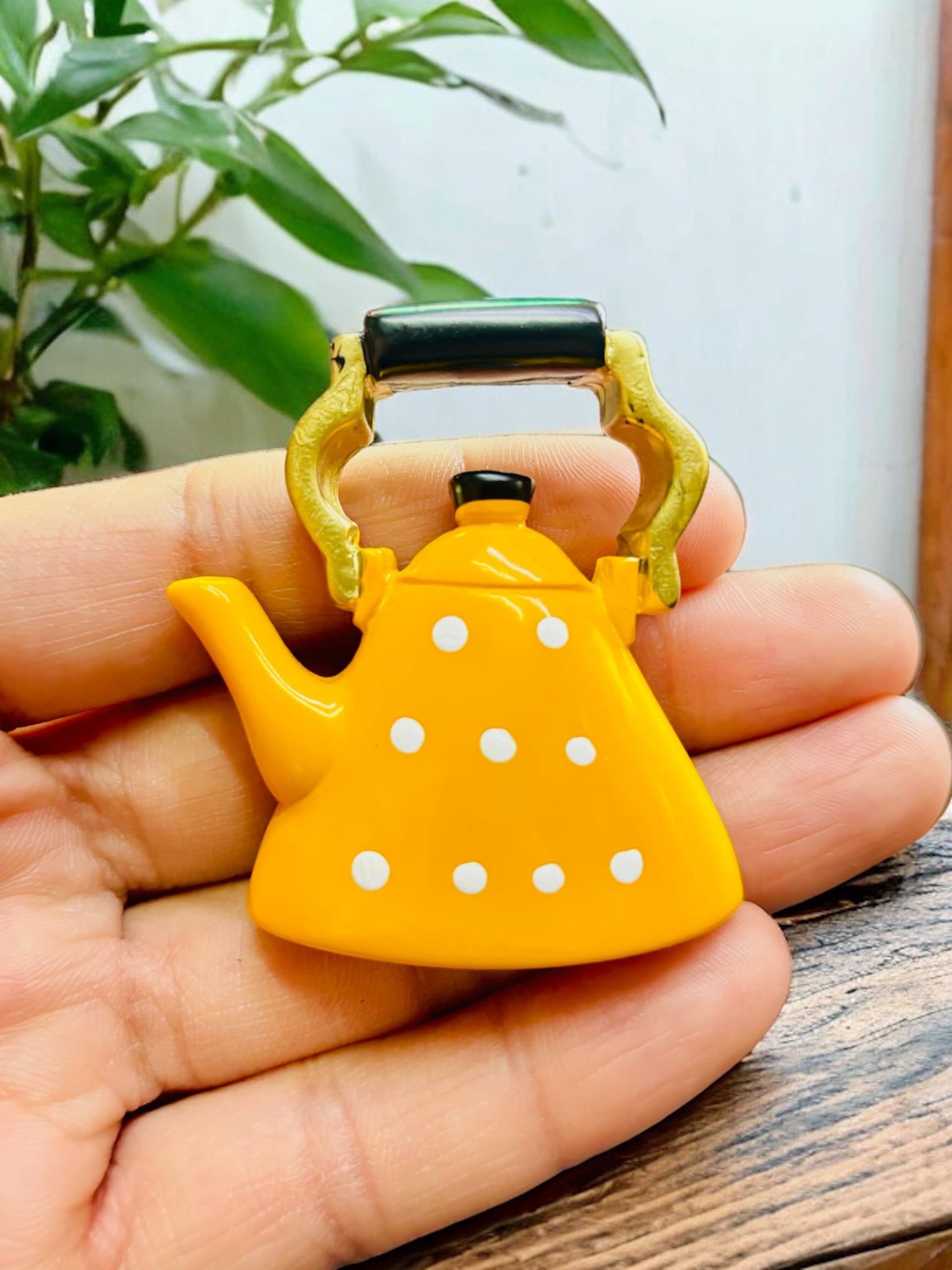 Kettle Miniature Fridge Magnet | Home Decor Item | Kitchen Decor Item | Imported Fridge Magnets (Yellow), 1 Piece