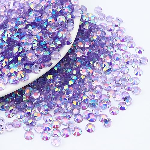 Briskbloom 10000 diamantes de imitación de resina de 0.118 pulgadas (0.118 in), diamantes de imitación transparentes de color morado claro AB con
