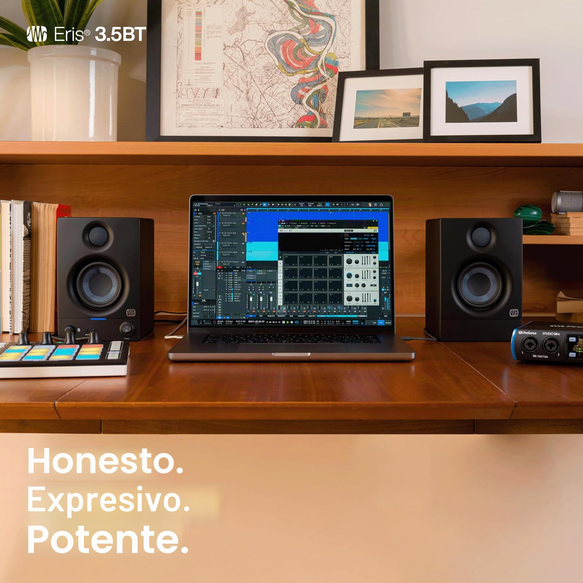 PreSonus Eris 3.5BT (2ª generación) - Monitores de Estudio de Campo cercano de 3.5" con Bluetooth | Woofer compuesto tejido, tweeter de cúpula de seda, color negro