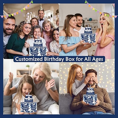 Miniatura 10 de Meiidoshine Caja de dinero de cumpleaños para tirar de efectivo, cajas de regalo sorpresa para niños y adultos con tarjeta de feliz cumpleaños y 100