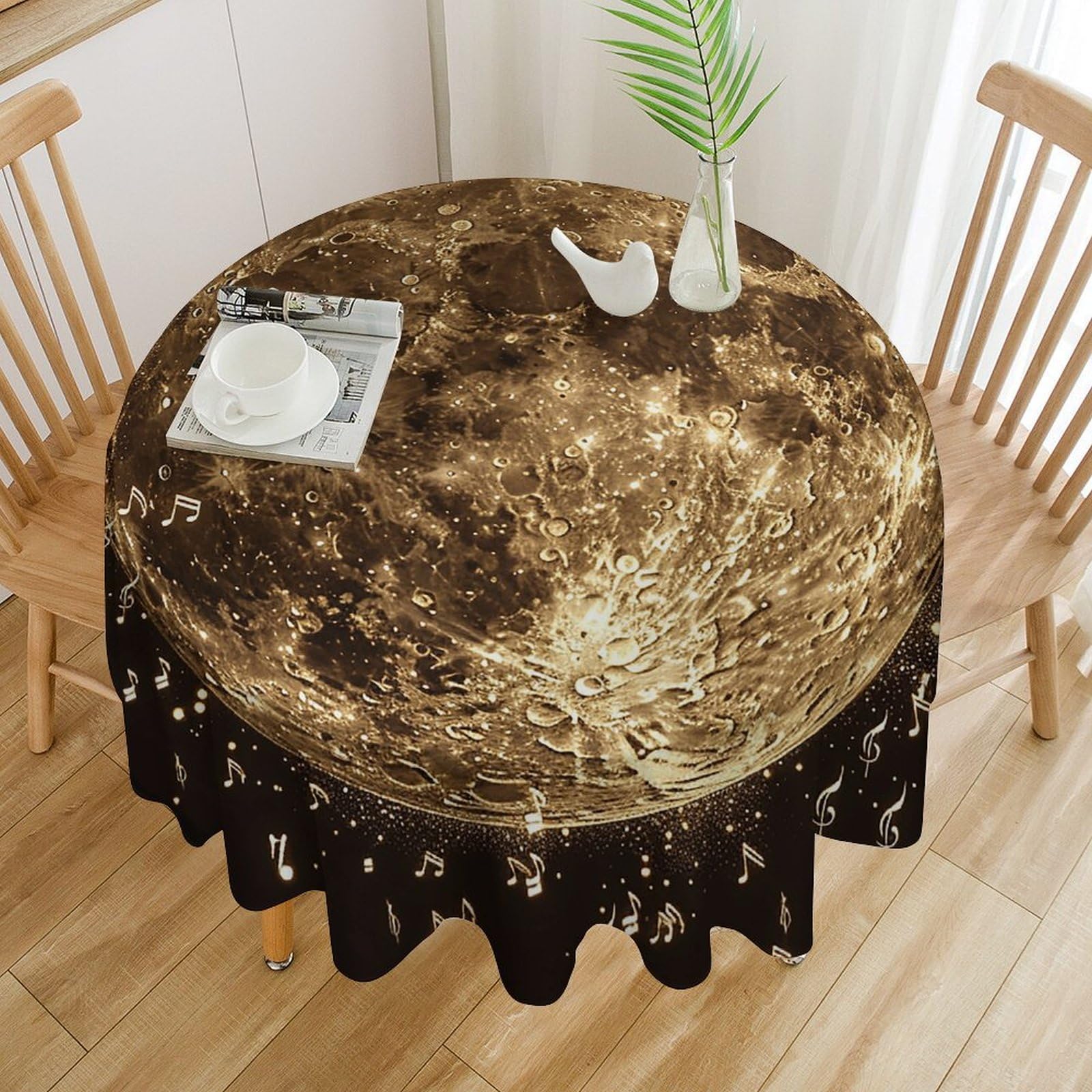 Nappe de table ronde lavable pour terrasse et salle à manger sans tache